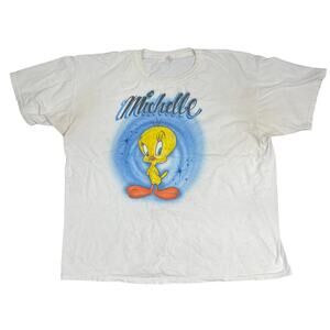 VTG 80s 90s Air Brushed 100% Cotton T-Shirt Sz 2X Tweety Michelle Retro Festival